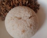 A picture of step 10 of White rice, beans with dried fish stew.