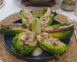 Foto del paso 7 de la receta Cogollos de Tudela con Caballa y Vinagreta de Granada al Ajo