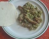 A picture of step 4 of Chicharrón with Nopales in Green Salsa.