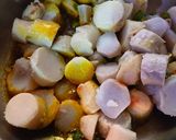 A picture of step 3 of Taro (Masala Arbi).