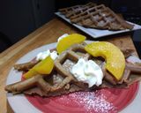 Foto del paso 1 de la receta: Waffles de coco con duraznos