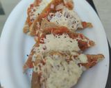 A picture of step 4 of Left over Pav bhaji cheese toast.