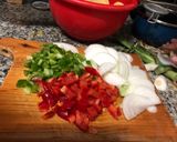 A picture of step 2 of Spanish Potato Omelette with Onion and Peppers.