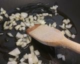 A picture of step 1 of Amatriciana with Tuscan pancetta.