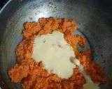 A picture of step 2 of Gajar ka halwa sushi roll with rabri cream cheese filling.