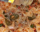 A picture of step 5 of Farfalle Pasta with cheese & Schezwan sauce.