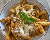 A picture of step 4 of Sundried tomato pistachio pesto penne.