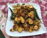 Une image de l'étape 10 de Duo de courgettes aux tomates, poivron, algues et piments verts.