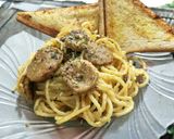Foto langkah ke 12 dari resep Spagetti Carbonara dan Garlic Bread.