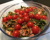 Une image de l'étape 12 de Salade de lentilles au bœuf,tomates,carottes et pissenlit.