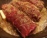 A picture of step 2 of Buckwheat served with reindeer steak (medium cooked).