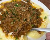 Foto do passo 7 de Carne de vaca desfiada estufada com puré