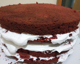 A picture of step 8 of Torting, levelling,and layering a cake.