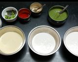 A picture of step 3 of Tricolor fusion sandwich dhokla.