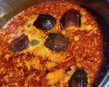 A picture of step 5 of Chawli Vangi Batata Bhaji (Traditional Cow Peas with Brinjal and Potatoes).