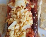 A picture of step 3 of My Sausage, Tomato, Cheese + Onion Toast. 😁.