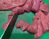 A picture of step 1 of Lebanese style beef liver with pomegranate molasses.