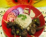 A picture of step 6 of Tawa Motton chanp with zeera rice.