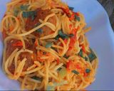 A picture of step 12 of Meatballs pasta🍝.
