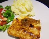 A picture of step 9 of Miso and ginger salmon with cheesy mash.