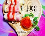 Hình bước làm 3 của món Cơm Cuộn Thịt Xông Khói Phô Mai