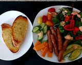 A picture of step 3 of My Pork Sausage Salad with chedder Cheese & Garlic Bread.