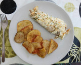 Foto del paso 5 de la receta: Merluza con queso gratinado y patatas fritas con pimientón rojo