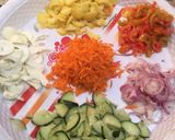 A picture of step 2 of White rice nd beans with salad.