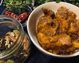 A picture of step 2 of Country style chicken with chili (murghir laal jhol).