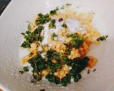 A picture of step 1 of Mint Boondi Raita.