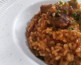 Foto del paso 8 de la receta: Arroz cremoso con sofrito de costillas de cerdo y alcachofas