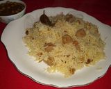 A picture of step 4 of Soya pulao.