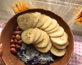 Hình bước làm 2 của món #Eatclean: Cháo yến mạch hoa đậu biếc