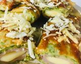 Foto del paso 5 de la receta: CANELONES DE 🥞PANQUEQUES 🥞 VERDES RELLENOS DE 🍖JAMÓN Y QUESO 🧀😋🤩👏
