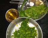 A picture of step 1 of Green chutney (radish leaves).