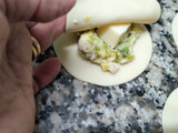 Empanaditas de puerro y panceta ahumada en freidora de aire