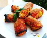 Foto del passaggio 6 della ricetta Involtini di melanzane con riso al pomodoro e mozzarella