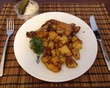 A picture of step 12 of Sunday lunch (chicken noodle soup and baked chicken with potatoes).