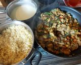 Serpenyős csirkemell zöldségekkel, sajtmártással, bulgurral recept fázis 10 fotója