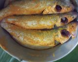 A picture of step 1 of Bhapa Parshe/ steamed parshe fish in mustard gravy.