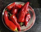 A picture of step 1 of Spicy sweet red chili jam.