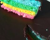 Foto langkah ke 7 dari resep Rainbow cake kukus berselimut coklat.