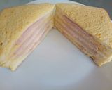 A picture of step 3 of Fluffy's ham egg and cheese baked big sandwich.