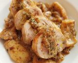 Foto del paso 14 de la receta: Muslitos de pollo relleno de gambas con sepia en salsa de avellanas y cava