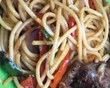 A picture of step 4 of Stir fry spaghetti.