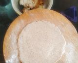 A picture of step 5 of Bajara roti (pearl millet flour / sajje hittu).