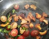 Foto del paso 6 de la receta: Bimi con cherrys y rebozuelos al ajo negro