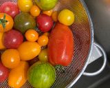 A picture of step 1 of Heritage Tomato and mozzarella salad.