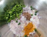 A picture of step 1 of Sattu pancake.