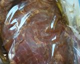 A picture of step 1 of Flank Steak on a bed of Onions.